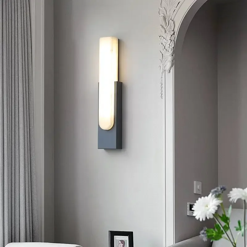 

Modern Minimalist Home Decor Wall Lamp for Living Room Bedroom Bedside Hallway Aisle Luxury Imitation Marble LED Lights Fixtures