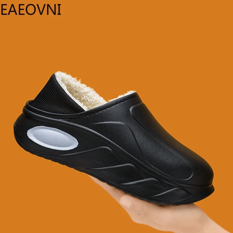 Zapatilla de casa de invierno para hombre, zapatillas de Eva gruesas de terciopelo, zapatos ligeros de algodón Eva para hombre, resistentes al desgaste, antideslizantes, mantienen el calor