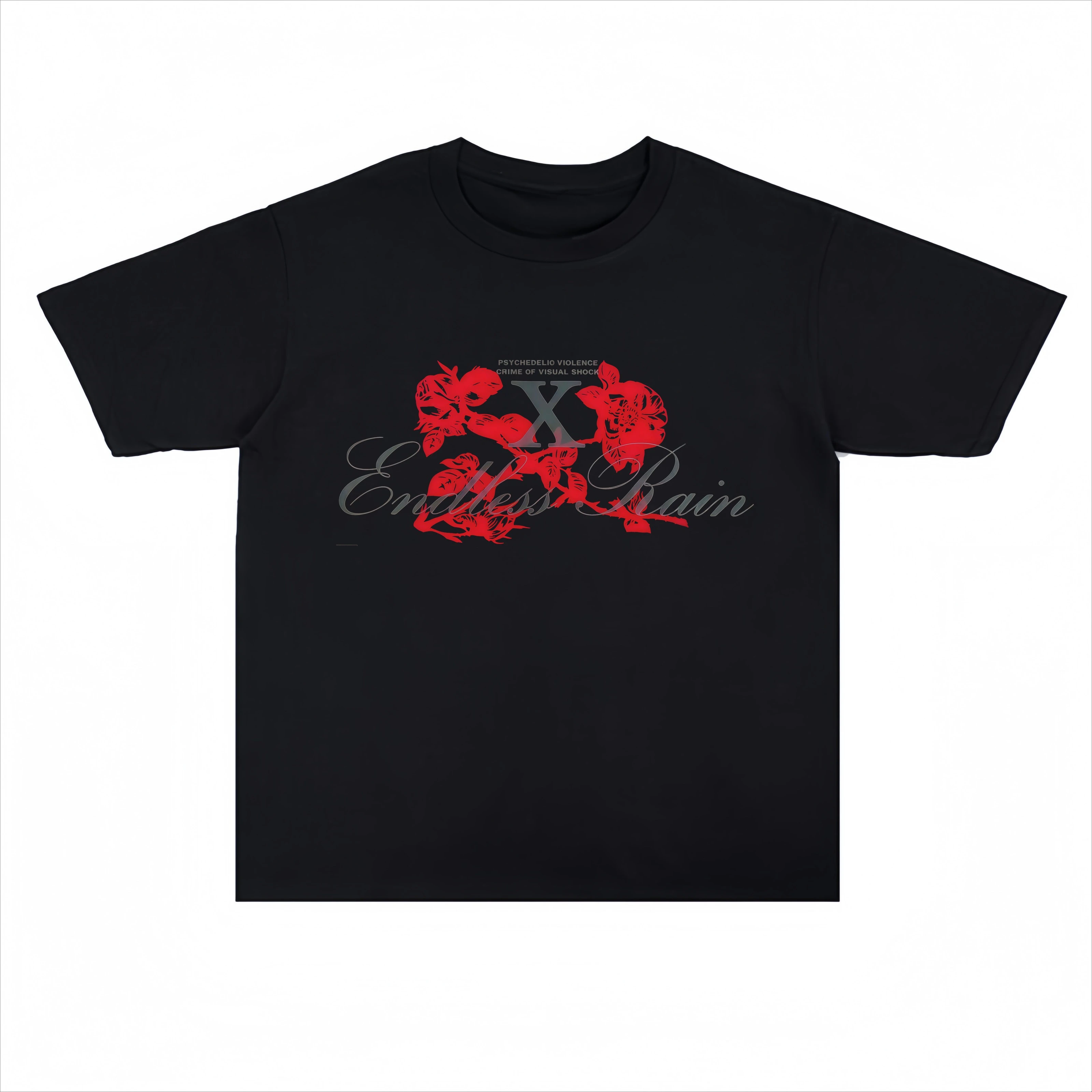 Printed Rock Metal X-JAPAN Band Heavyweight Short-sleeved T-shirt, Loose and Vintage American Street Hip-hop Style