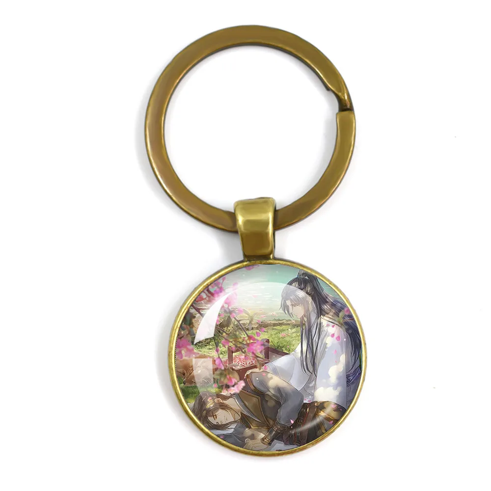 Anime The Husky And His White Cat Shizun Cosplay Keychain Chu Wanning Mo Ran Glass Cabochon Pendant Keychain Gifts Jewelry