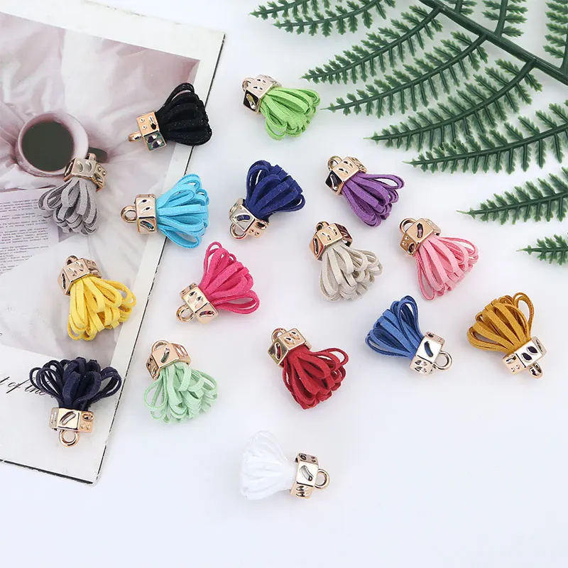 10/20/30 pçs 25mm couro borla franja chaveiro cinta jóias fibra franja camurça borla chaveiros para diy jóias acessórios