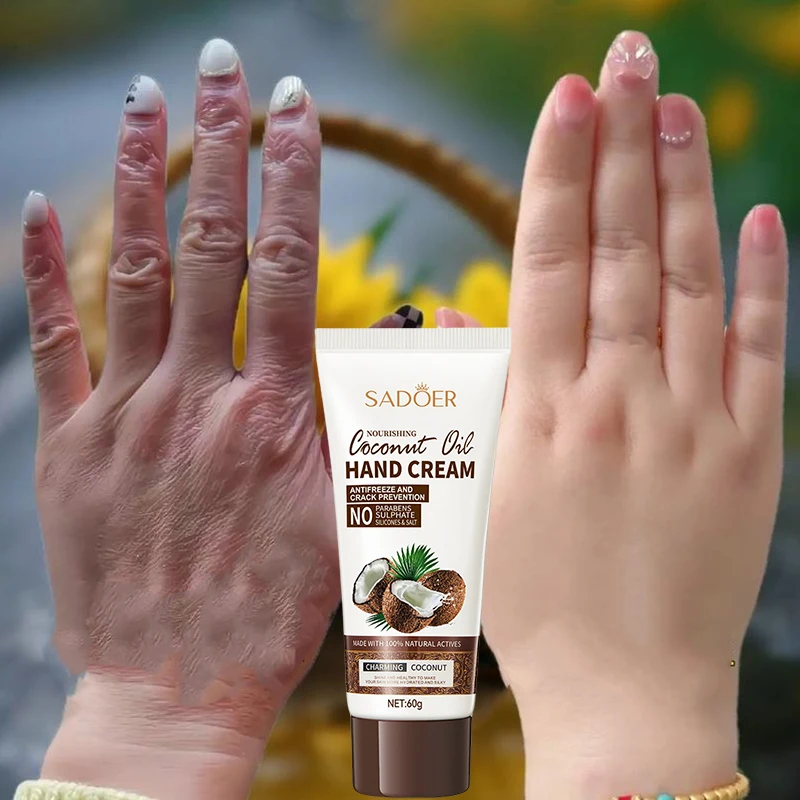 

Sadoer Coconut Oil Hand Cream Dry Skin Hand Foot Crack Repair Lotion Whitening Moisturizer Nourishing Skin Care Cosmeticos 60g