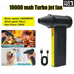 Super 160000   Rpm turbo jet ventilador de alta velocidade ventilador violento motor sem escova elétrico usb recarregável poderoso ventilador de poeira 60 m/s