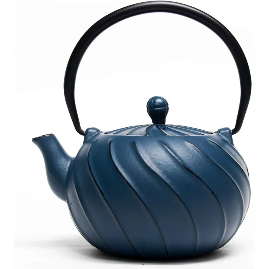 

Японский чугунный чайник с заварочным устройством для листовых и чайных пакетиков. Безопасный чайник на плите с эмалированной внутренней частью, 40 унций, 120 г.