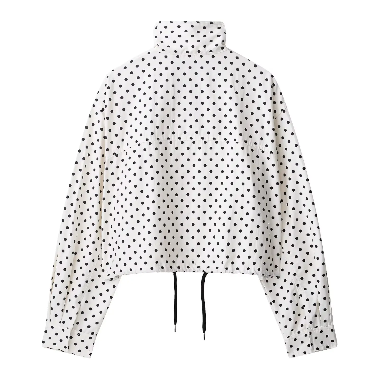 HH Polka Dot Shorts-Sets für Damen 2026 Trend-Outfits Langarm Reißverschluss Rollkragenjacke Mantel Frühling Elegantes 2-teiliges Set – Detail 5