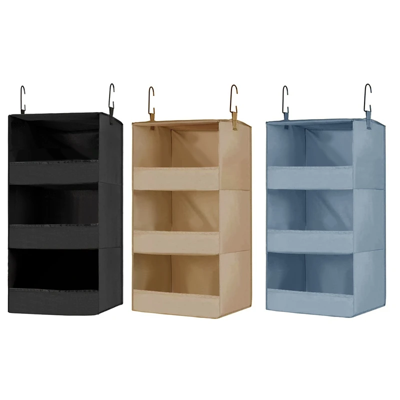 

3-Shelf Hanging Closet Organizer And Storage, Hanging Organizer For Closet Black