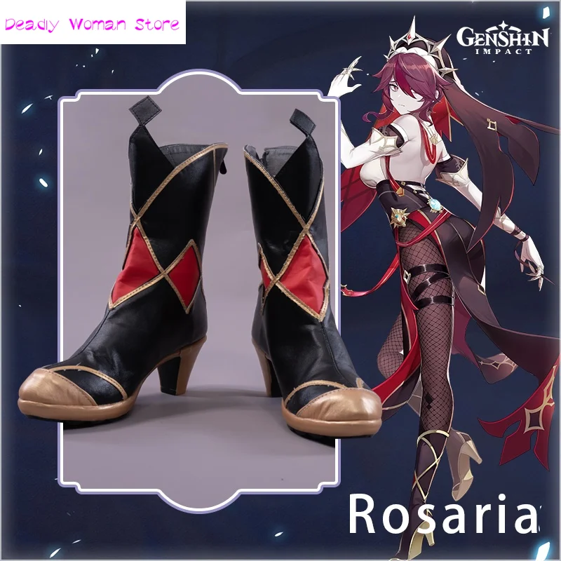 

Anime Game Genshin Impact Cosplay Rosaria Thorny Benevolence Cosplay Shoes Halloween Costume for Women Men Girls