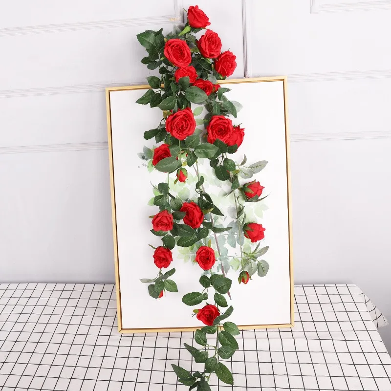 

Оптовая продажа с фабрики, высококачественные искусственные розы, цветы, висящие с цветочной лозой для украшения интерьера, свадебных торжеств