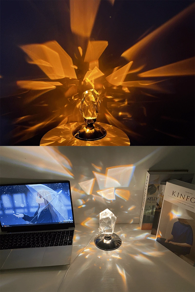 Light Shadow K9 Crystal Stone Lamp 16 color RGB Control Diamond Table Light Fashion Design Home Decoration Bedroom Living Room