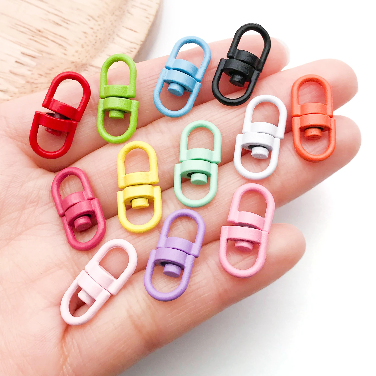 20pcs Metal Rotate Buckle Key Rings Swivel Dog Buckle Holder Connectors for DIY Keychain Jewelry Making Accessories