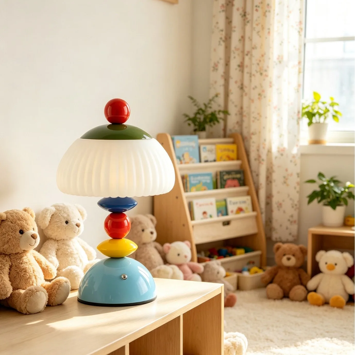Macaron Mushroom Bedside Table Lamp for Kids' Rooms Creative Colorful Soft Eye-Friendly Rechargeable Night Light
