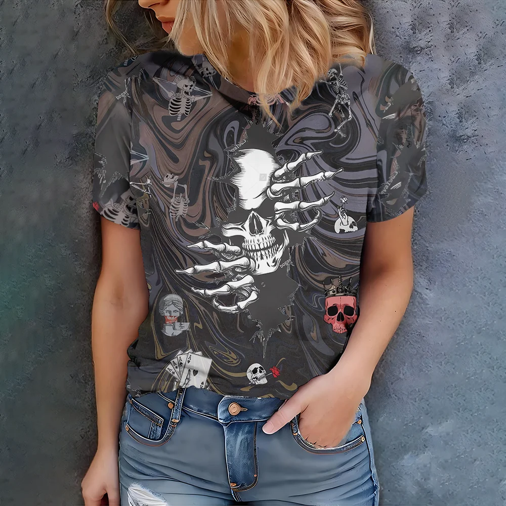 

2025: женская одежда, футболка с круглым вырезом, короткими рукавами, летний повседневный топ с 3D принтом, свободная и дышащая женская футболка