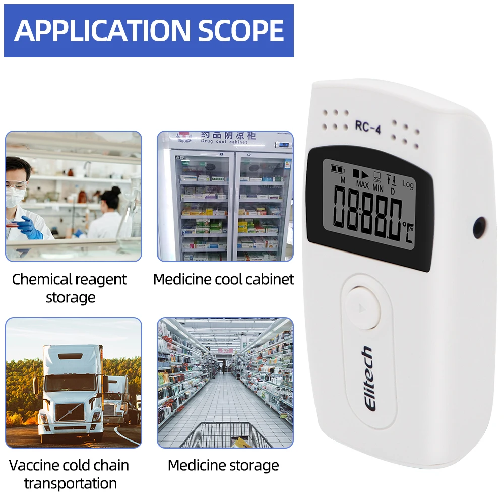 USB Temperature Data Logger with 16000 Points Recording Large Capacity Reusable Temp Detector Recorder Cold Chain Transport Labs