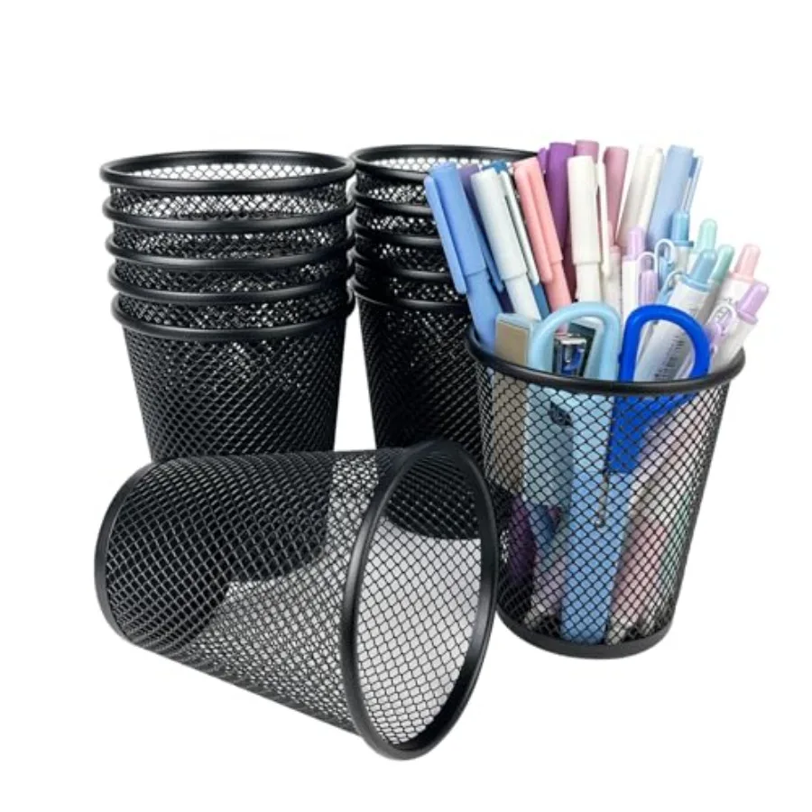 

12 Packs Pen Holders, Mesh Pen Cup, Metal Pencil Holders for Desk, Multifunctional Organizer for Office School Home Makeup Brus