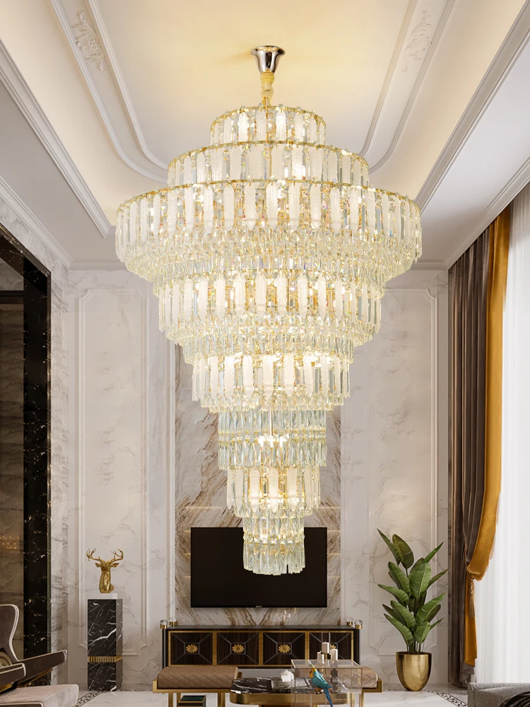 Crystal Chandelier Ceiling Luxury Hanging Lights Living Room Villa Lighting Stair Interior Dining Room Decorative Light