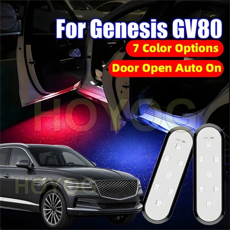 Fit for Genesis GV80 2020-2026 USB Rechargeable LED Car Door Courtesy Light with a Magnetic Sensor and No-Drill Installation