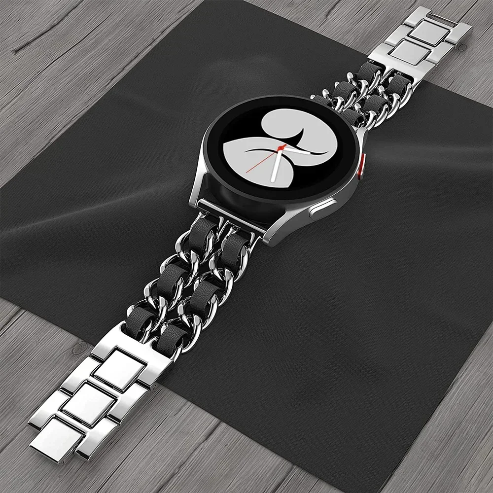 7/FE/6/5 pro/4/Classic/Active Luxury Leather+metal bracelet Huawei GT 5-4-2-3 pro strap 20mm/22mm bands For Samsung Galaxy watch