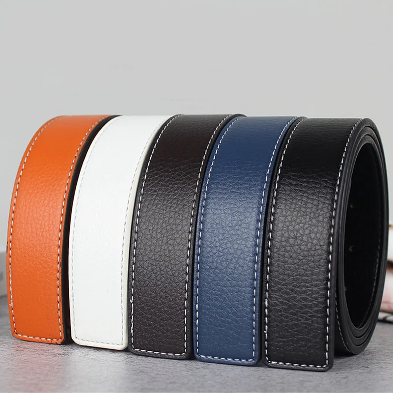 Luxury Design Men\'s Leather Belt Brand Fashion Casual Business Flat Belt Buckle Jeans Accessories High Quality New Width: 3.3CM