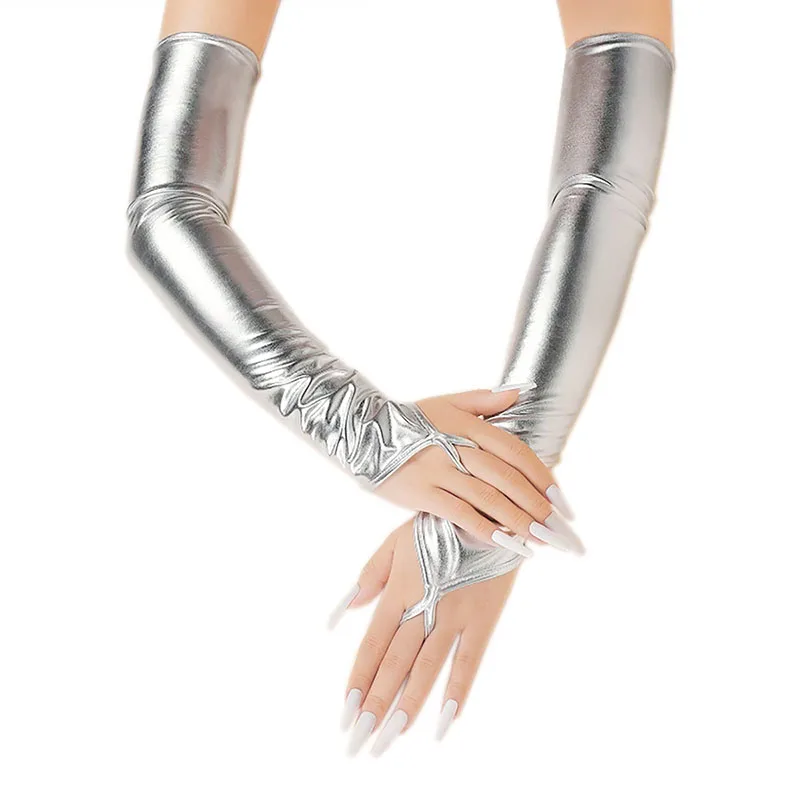 المرأة ورنيش الجلود هوك إصبع قفازات طويلة تأثيري ملهى ليلي القطب الرقص مرحلة الأداء مثير أصابع القفازات الإكسسوار #1