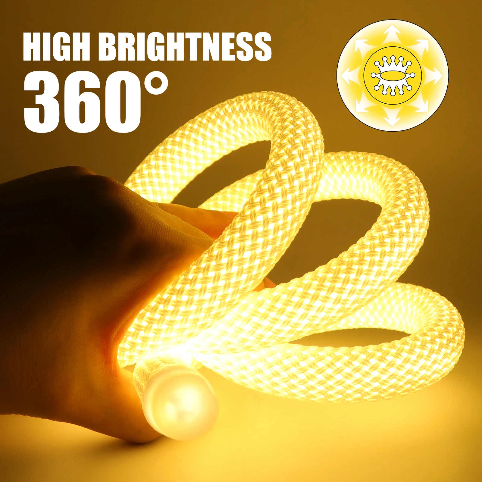 360 Degree Round Reticulate Neon Tube 1-10m 12V 24V Flexible Silicone Tape 240LEDs High Density IP67 Waterproof LED Tape