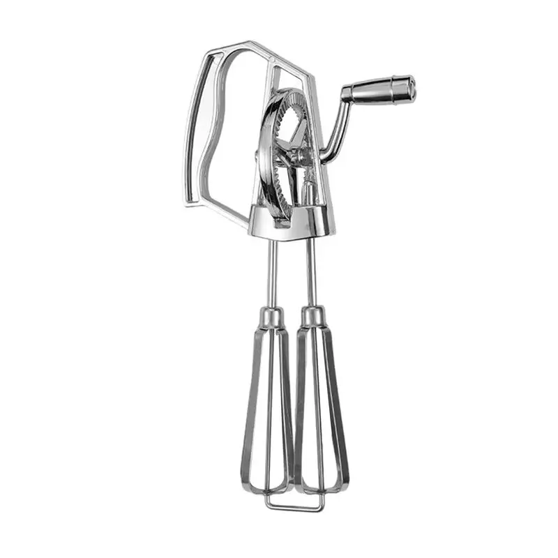 Manual Hand Crank Egg Beaters Stainless Steel Double Heads Egg Whisk Multi-Purpose Time-Saving Food Blender Mixer Kitchen Tool