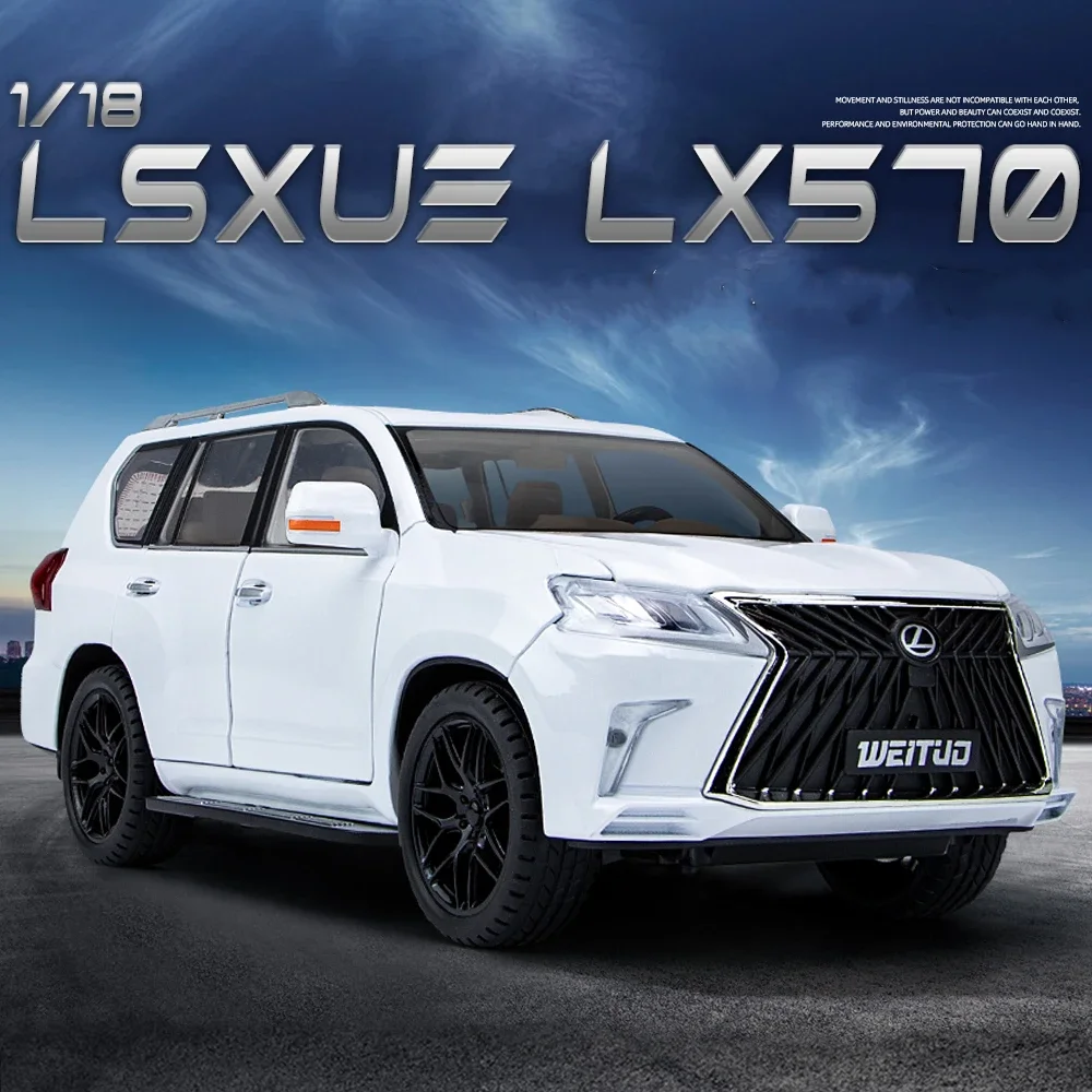 LX570 SUV Legering Model Auto Diecast Over Size 1:18 Metalen Speelgoed Voertuigen Auto Model Simulatie Geluid en Licht Speelgoed Gift