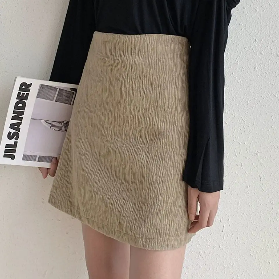 

Skirts Women Fall 2025 New Stylish Corduroy Sexy Ins Solid Empire Vintage Above Knee Retro Mujer Classy High Waist Korean Style