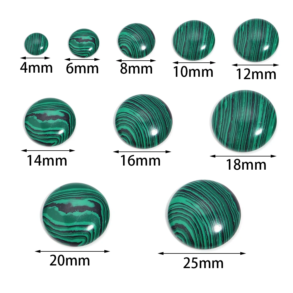 5/10pcs Natural Stone Cabochon Beads Green Malachite Round Flatback Loose Beads For Jewelry Making DIY Ring Pendants Accessories