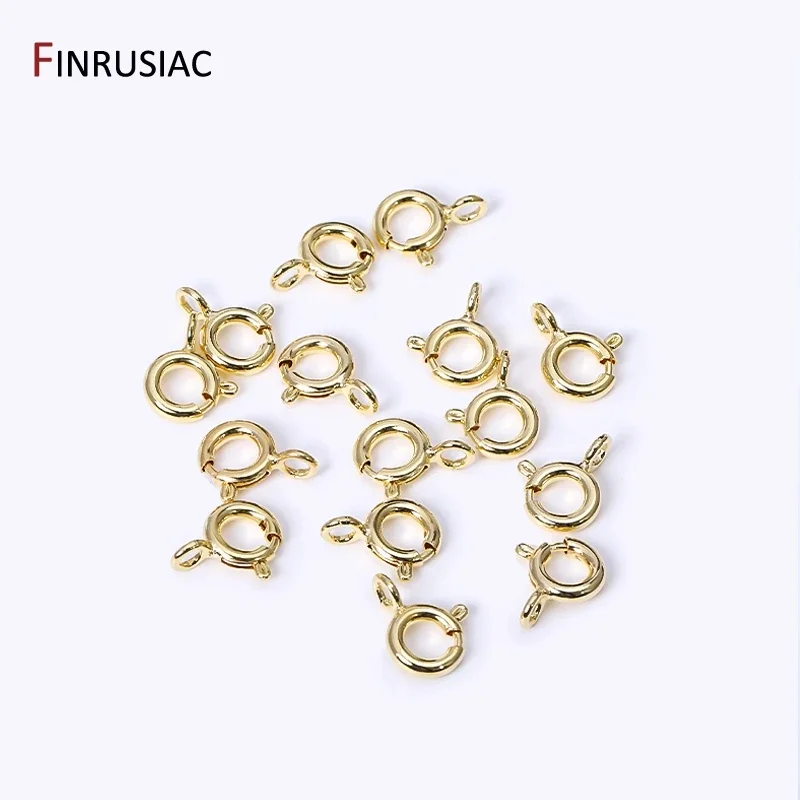 4 Sizes 14k/18k Gold Plated Brass Spring Clasps Round Lobster Clasps For DIY Bracelets Necklaces Making Findings Wholesale