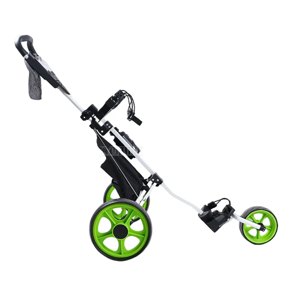 Portable Foldable Detachable Golf Push Cart, Aluminum Golf Trolley Bag Carrier 3-Wheel