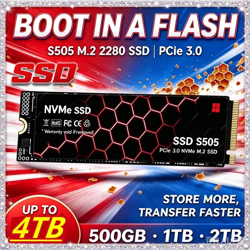 S505 SSD NVMe M2 500GB 1TB 2TB M.2 2280 PCIe 3.0 Internal Solid State Drives Disk for Laptop Desktop Pro Gaming SSD 2026