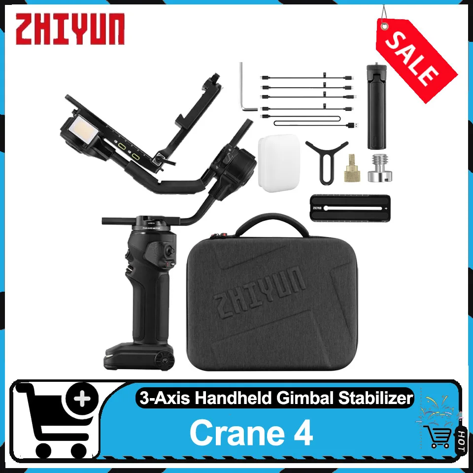 ZHIYUN CRANE4 3-Axis Handheld Gimbal Stabilizer with Fill Light for DSLR Camera Portrait Shooting for Sony Nikon Canon