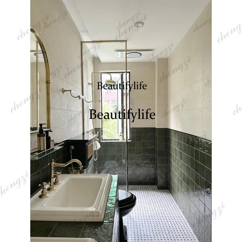 A4567 French retro semi-embedded counter basin bathroom square face basin balcony wash basin ceramic