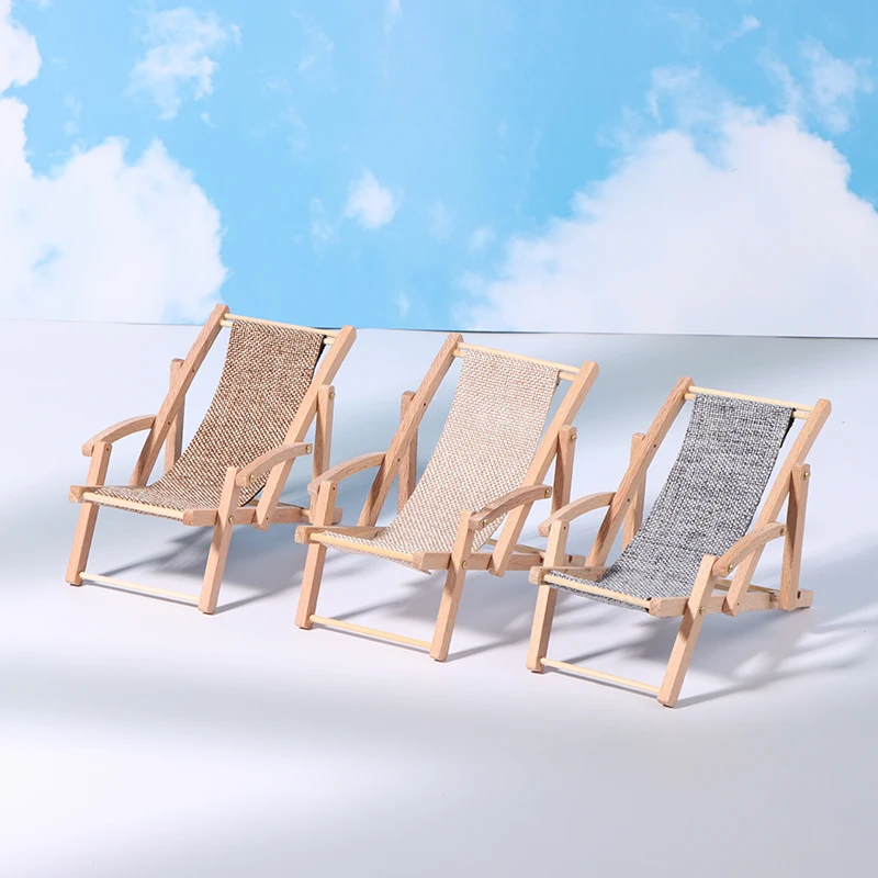 

1:12 Dollhouse Miniature Beach Chair Deck Chair Model Living Scene Decor Toy Doll House Accessories