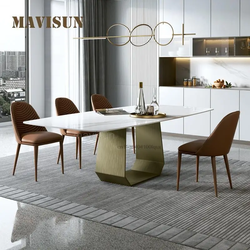 Luxury Home Living Room Dining Table For Large Apartment Restaurant Rock Plate Household Kitchen Table Modern Italian Furniture