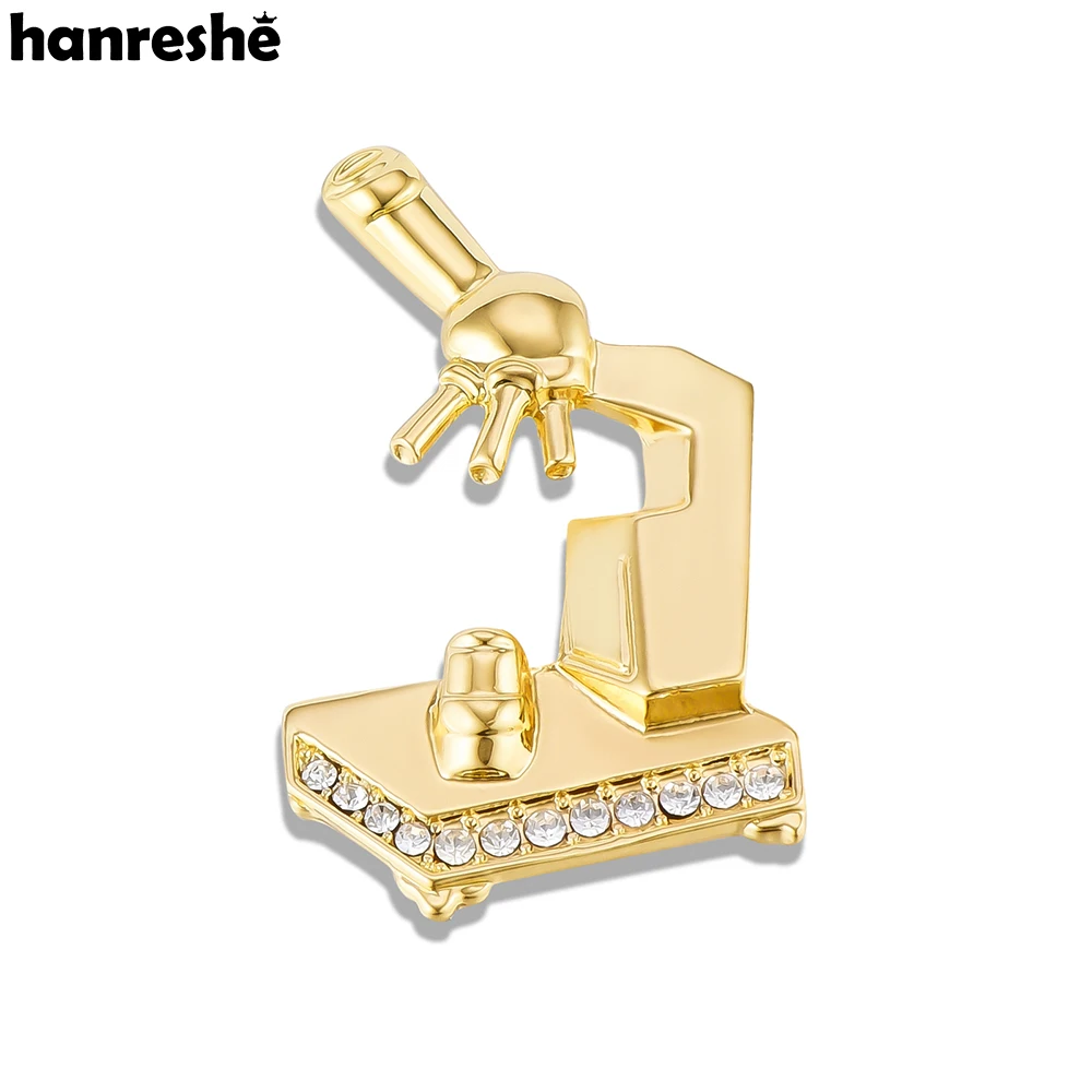 

Hanreshe Scientific Biology Microscope Pin with Crystal Charm Lab Jewelry Lapel Badge Brooch Gifts for Doctor Scientist