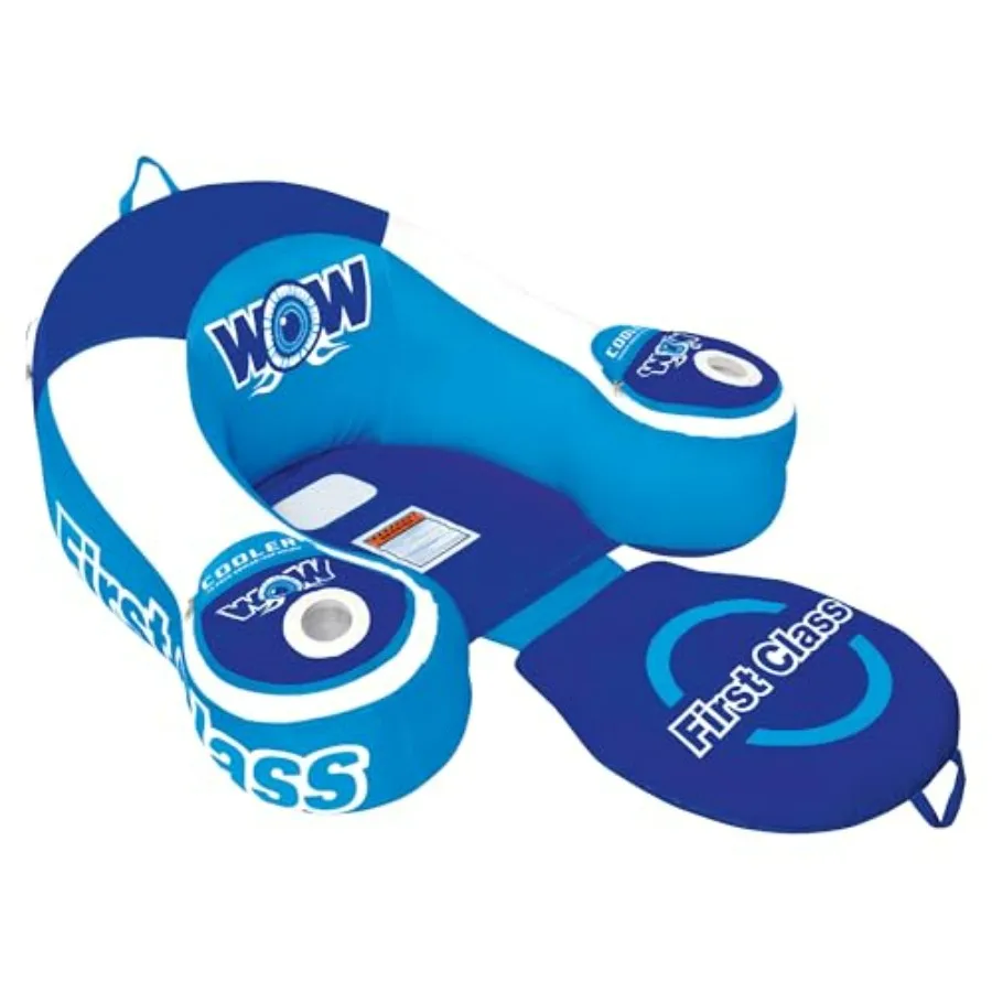 

Inflatable Pool Party Lounge Chair for Adults - Summer Inflatable Salon Lounge - Blue and White Design - Lightwght and Portable