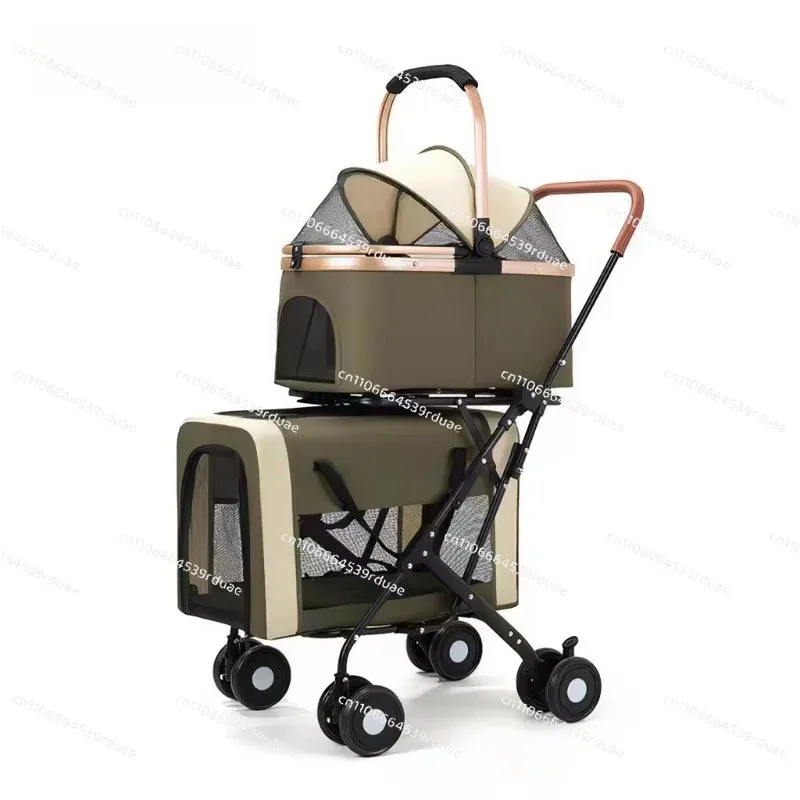 Double-layer separation Pet cart supplies Cat dog dog out trolley Lightweight foldable split