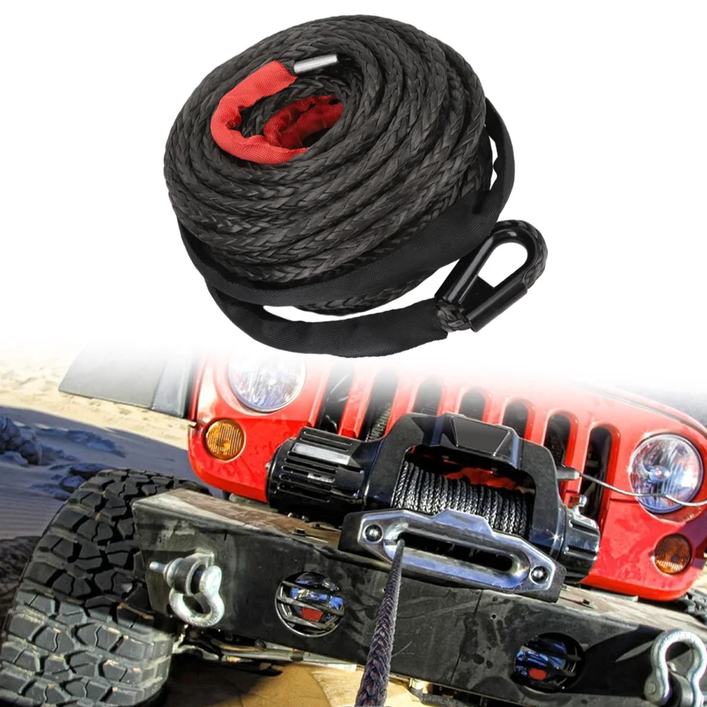 Synthetic Winch Rope String Line Cable with Sheath 9.5mm Synthetic Towing Rope Car Wash Maintenance String for ATV UTV Off-Road