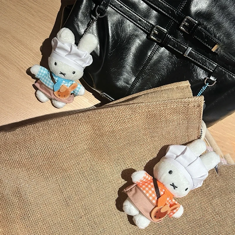 Pendentif en peluche Miffy Kawaii, série de cuisine, jouet en peluche, accessoires de sac à dos, poupée en peluche mignonne, porte-clés Dopamine, cadeaux