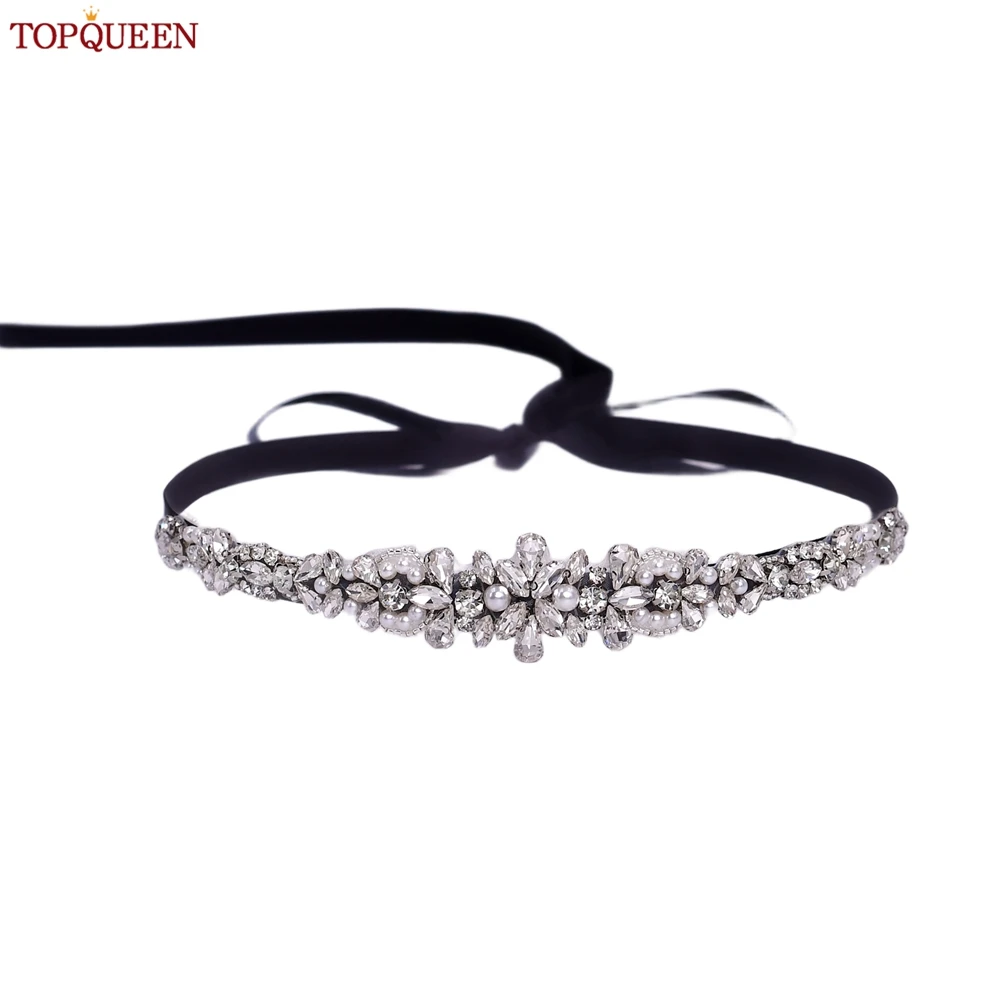 TOPQUEEN Vrouwen Kristallen Riem Strass Bruiloft Sjerp Avondjurk Accessoires Bruidsriem Applique Bruidsmeisje Riem Gift S93A