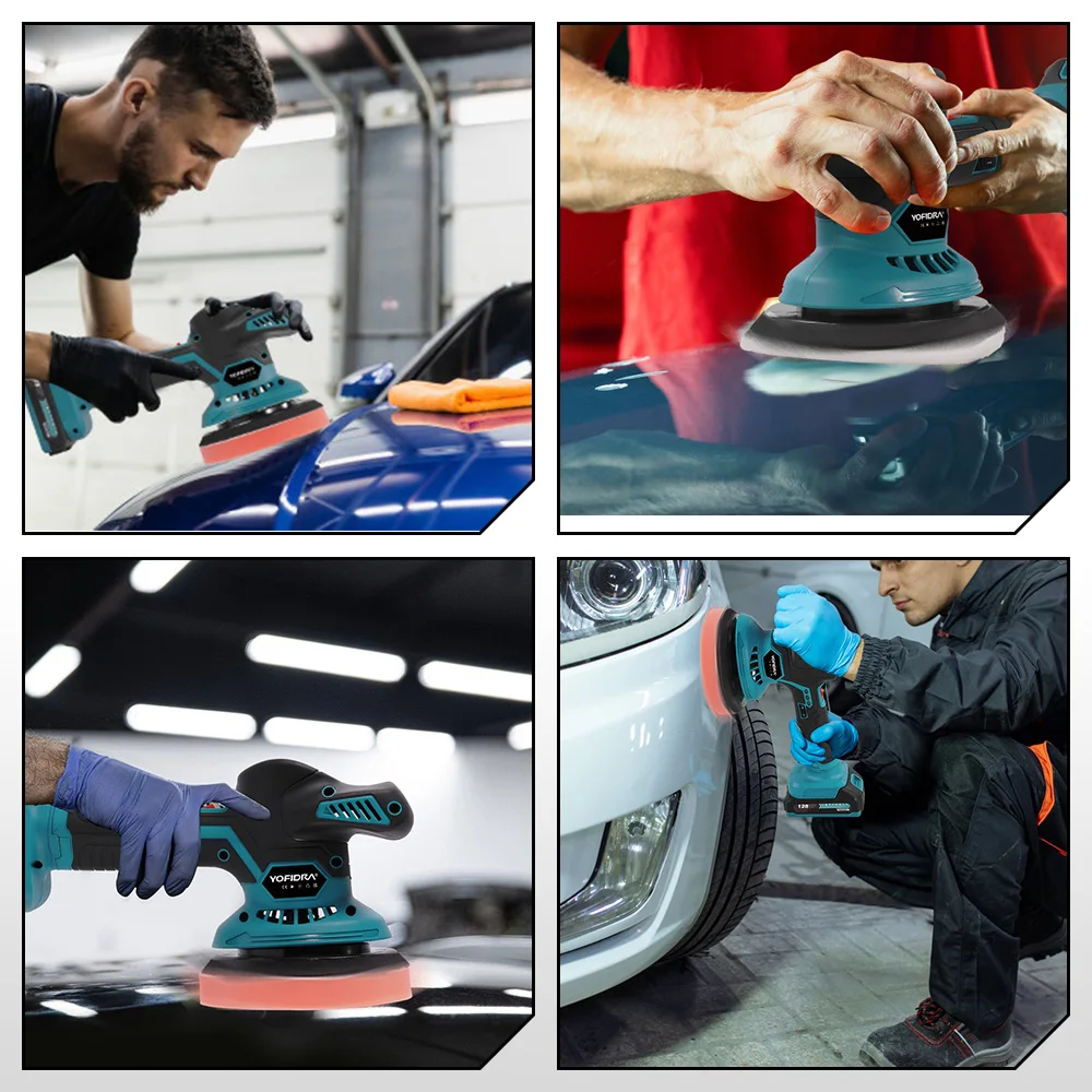 YOFIDRA 150 مللي متر 7000 دورة في الدقيقة سيارة كهربائية الملمع 6 التروس اللاسلكي السيارات تلميع الرملي الشمع أداة السلطة ل ماكيتا 18 فولت بطارية دبوس #6