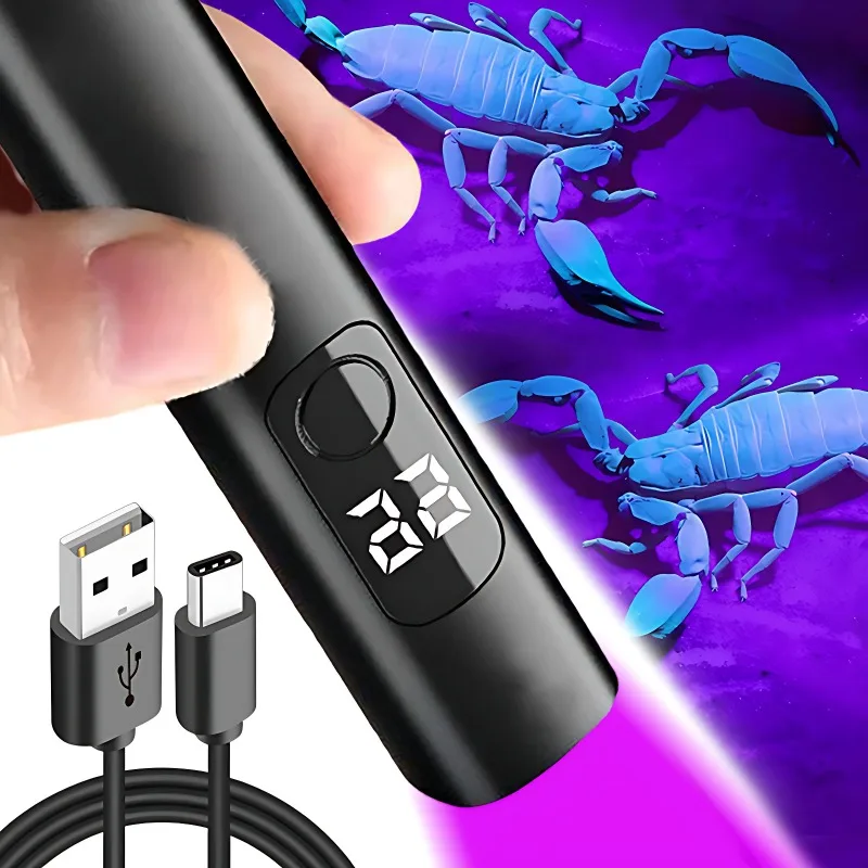 

365nm UV Flashlight Ultra Violet BlackLight Banknote USB Charging Flashlight Curing Colloidal Pet Moss Cat Stains Detector