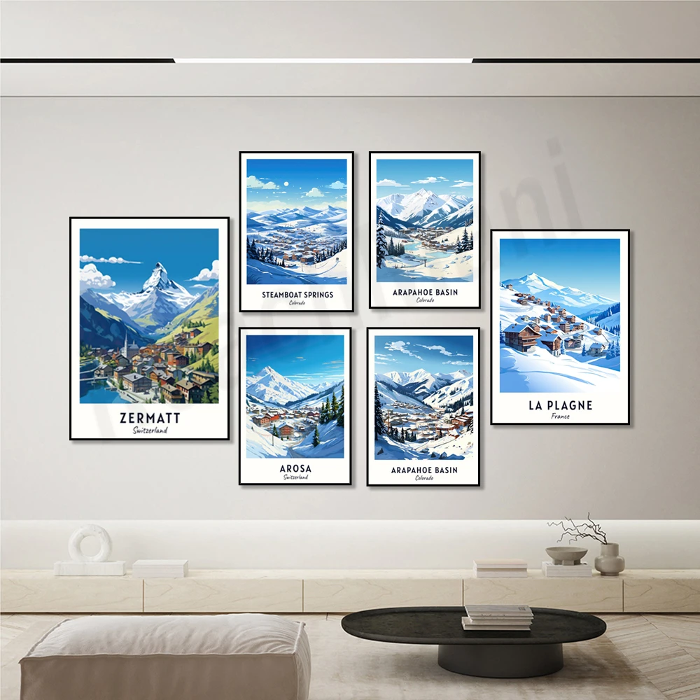 Arapahoe Basin, Deer Valley Utah, La Plagne, Val Gardena, Steamboat Springs, Swiss Skiing, Big Bear Skiing Print, Travel Poster