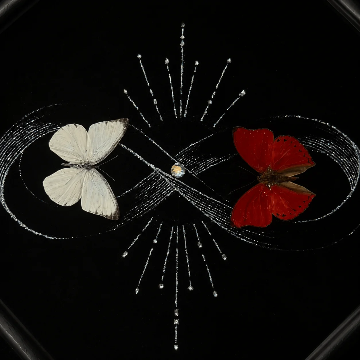 Butterfly Frame, Mobius strip, Infinity Art, Hand-Painted 8-Inch Glass Decor, Endless Love Gift