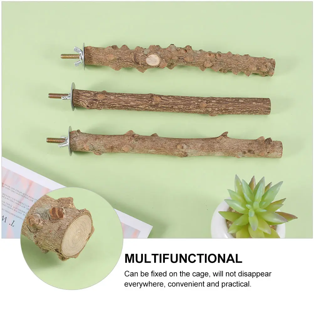 

2pcs Prickly Ash Wood Perch Rod For Parrot Cage Hardwood Standing Stick, Bird Grinding Claw Toy, Pet Bird Activity Supplies
