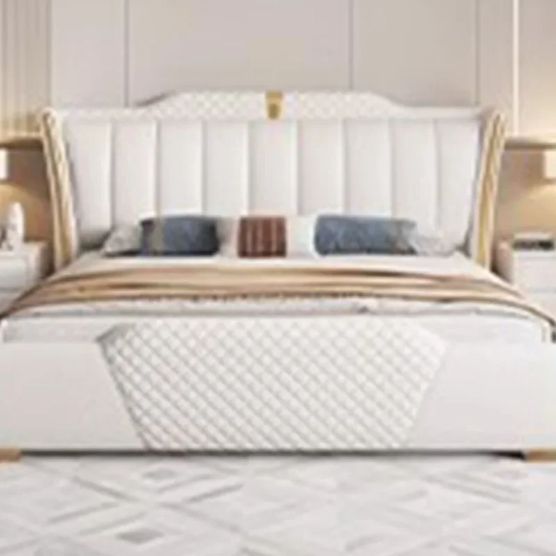 سرير مزدوج أبيض حديث من الخشب إطار فاخر عالي الجودة سرير مزدوج فتاة نوم أثاث Letti Matrimoniali لغرفة النوم