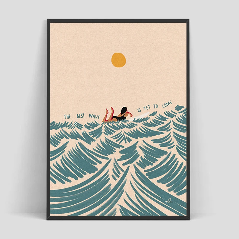

Nordic Minimalistic Art Surfing Paddling Swimming Sea Wave Print Poster Home Living Room Decoration Coffee House Bar Wall Decor