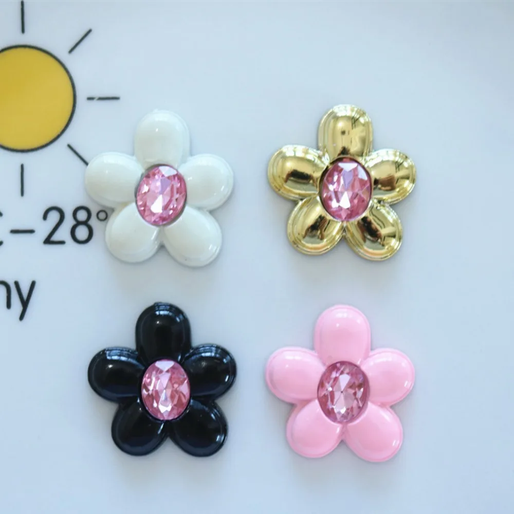 10pcs Cute Cartoon Kawaii gold black pink white flower Series Flat Back Resin DIY Scrapbooking Cabochons Decoration Accessories