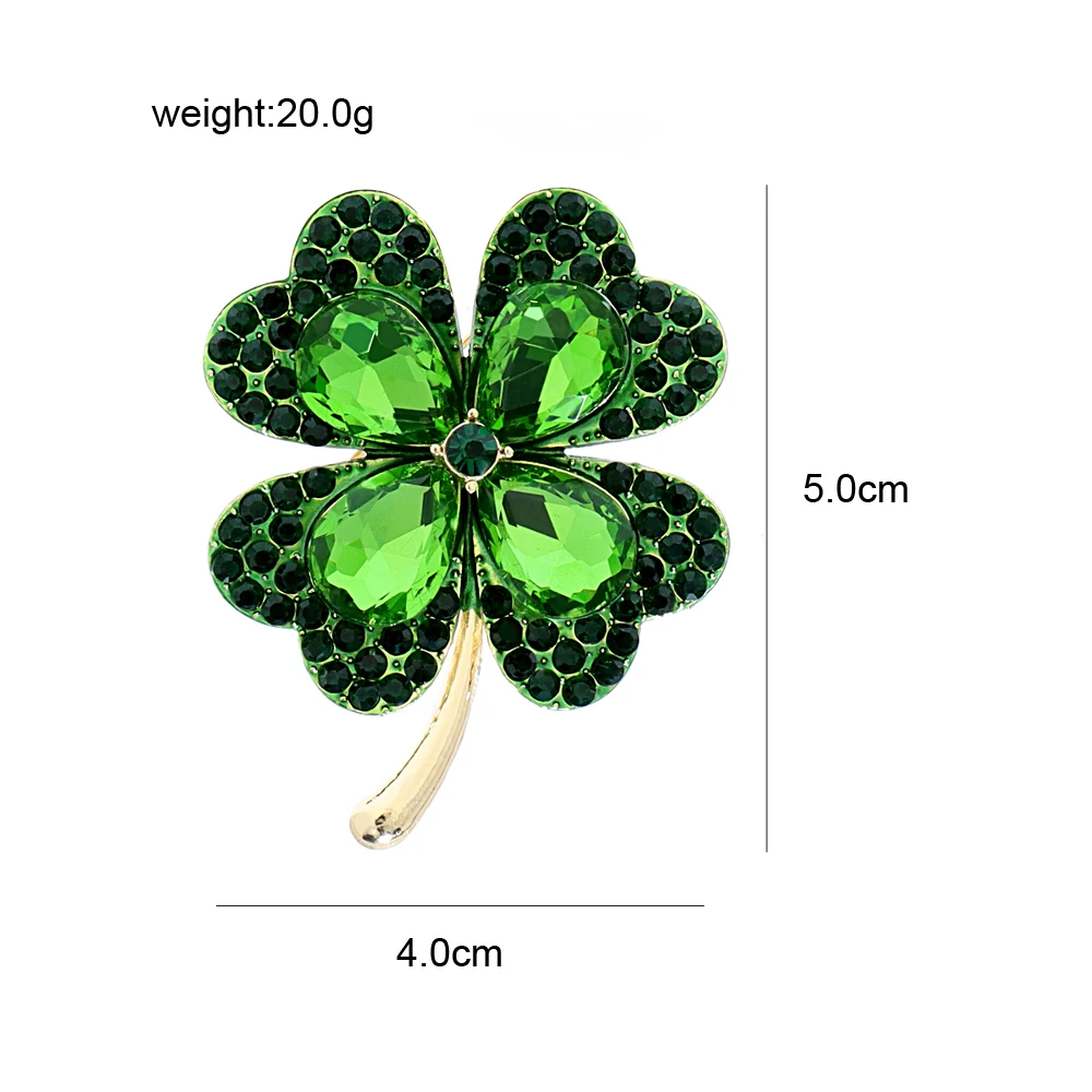 CINDY XIANG Rhinestone Clover Brooches For Women Green And Red Color Pin Peace And Health Plant Jewelry